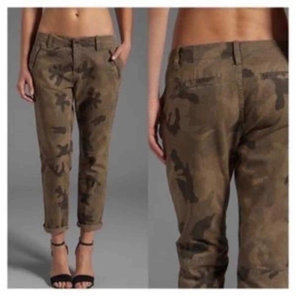 Joe’s Dayna Camouflage Relaxed Slouch Boyfriend Fit Trousers Sz 26 Green.